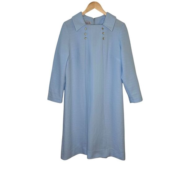 Dresses & Skirts - Vintage Knit Baby Blue Dress Peter Pan Collar Union Label 60s Sz 20.5